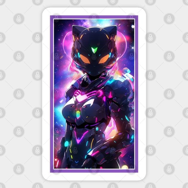 Anime Sci-Fi Cat Girl | Quality Anime Girl Artwork | Manga Girl Anime Art Sticker by AlNoah